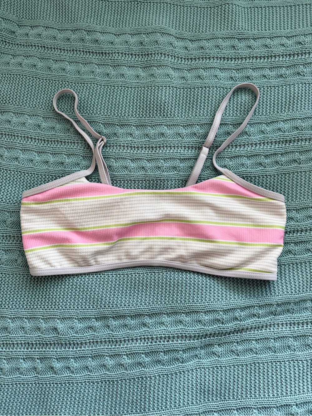 Shein Pastel Bandeau Striped Bikini Top Size Large